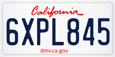 CA license plate 6XPL845