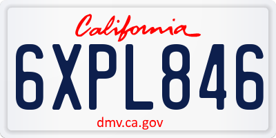 CA license plate 6XPL846