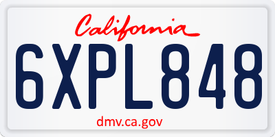 CA license plate 6XPL848
