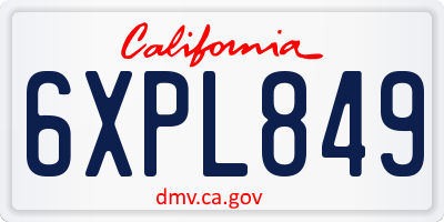 CA license plate 6XPL849