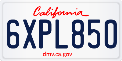 CA license plate 6XPL850