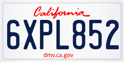 CA license plate 6XPL852