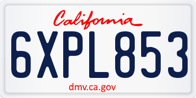 CA license plate 6XPL853