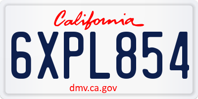 CA license plate 6XPL854