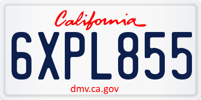 CA license plate 6XPL855