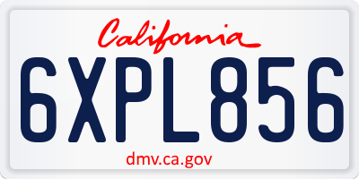 CA license plate 6XPL856
