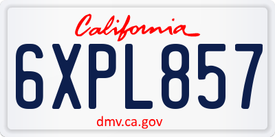 CA license plate 6XPL857