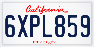 CA license plate 6XPL859