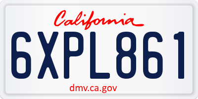CA license plate 6XPL861