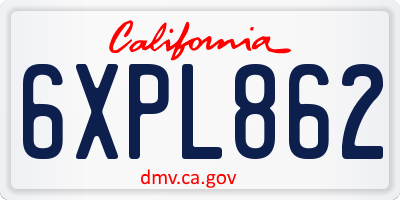 CA license plate 6XPL862