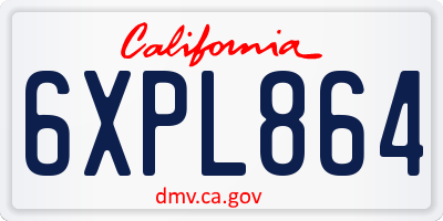 CA license plate 6XPL864