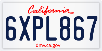 CA license plate 6XPL867