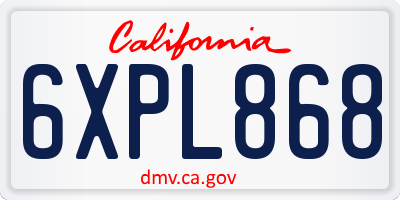 CA license plate 6XPL868