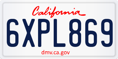 CA license plate 6XPL869