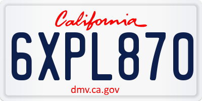 CA license plate 6XPL870