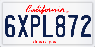 CA license plate 6XPL872