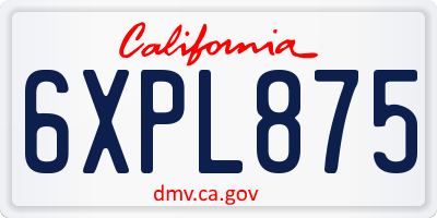 CA license plate 6XPL875