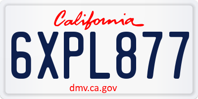 CA license plate 6XPL877