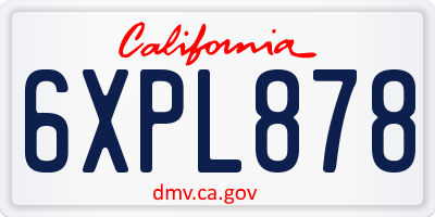 CA license plate 6XPL878