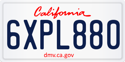 CA license plate 6XPL880