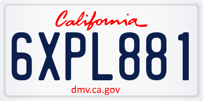 CA license plate 6XPL881