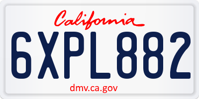 CA license plate 6XPL882