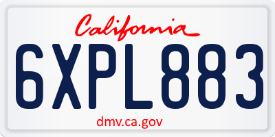 CA license plate 6XPL883