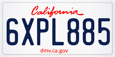 CA license plate 6XPL885