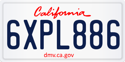 CA license plate 6XPL886