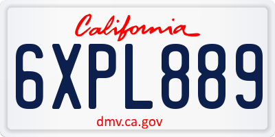 CA license plate 6XPL889