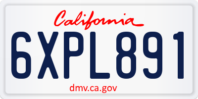 CA license plate 6XPL891