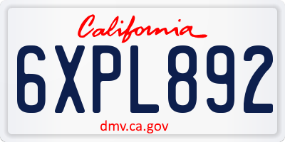 CA license plate 6XPL892