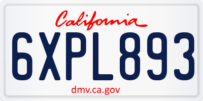 CA license plate 6XPL893