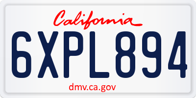 CA license plate 6XPL894