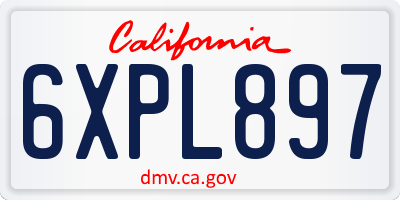 CA license plate 6XPL897