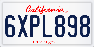 CA license plate 6XPL898