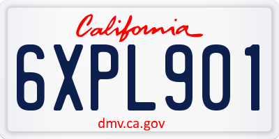 CA license plate 6XPL901