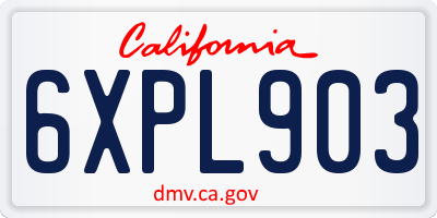 CA license plate 6XPL903