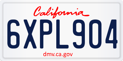 CA license plate 6XPL904