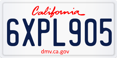 CA license plate 6XPL905