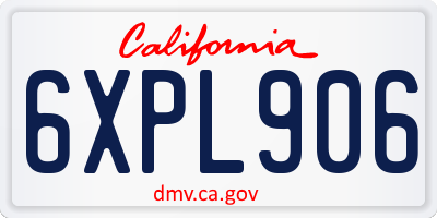CA license plate 6XPL906