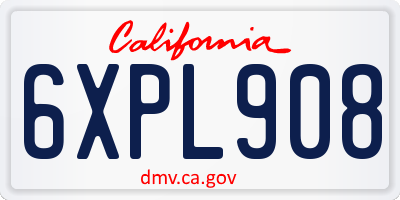 CA license plate 6XPL908