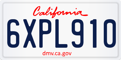 CA license plate 6XPL910