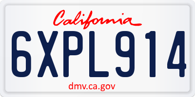CA license plate 6XPL914