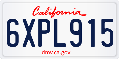 CA license plate 6XPL915