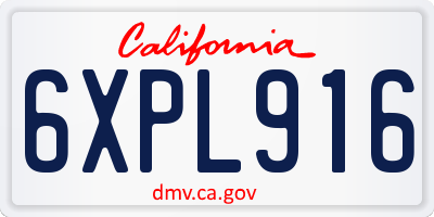 CA license plate 6XPL916