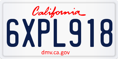 CA license plate 6XPL918