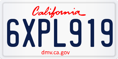 CA license plate 6XPL919