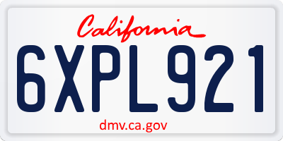 CA license plate 6XPL921