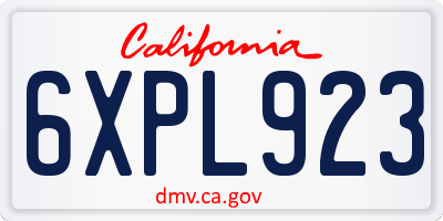 CA license plate 6XPL923